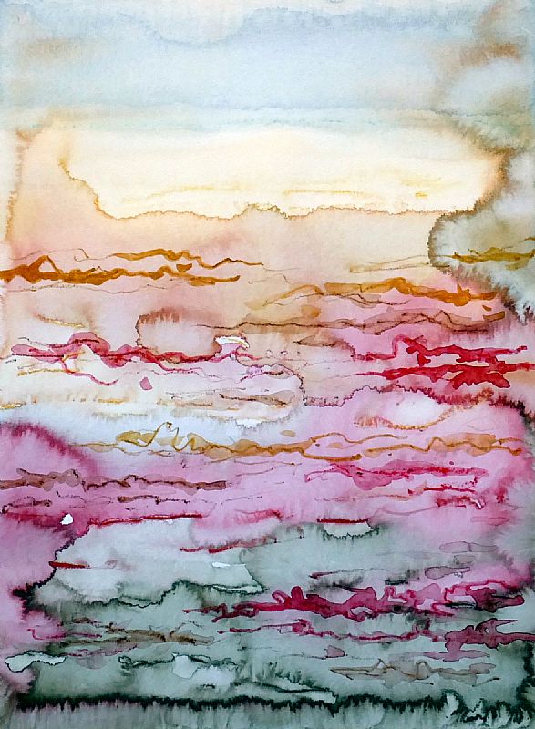 Landschap, aquarel op papier, 40x30cm, 2022 (22.12)