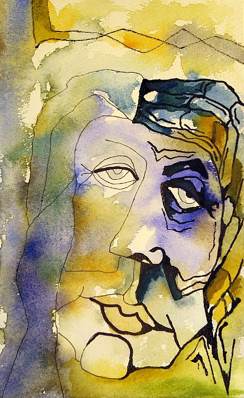 Portret. Aquarel en inkt, 25x17cm, 2013 (13.11)..