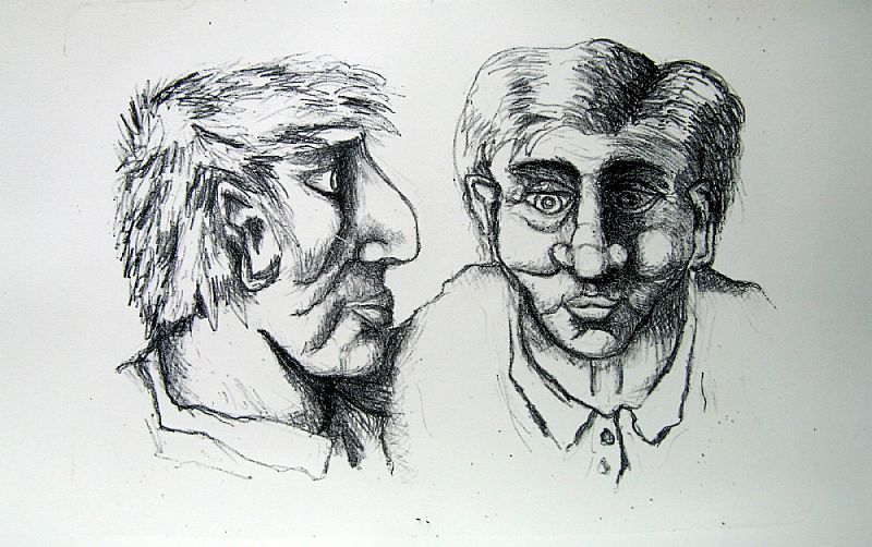 Twee koppen, litho, 375x265mm, januari 2015 (15.02)1, oplage 3