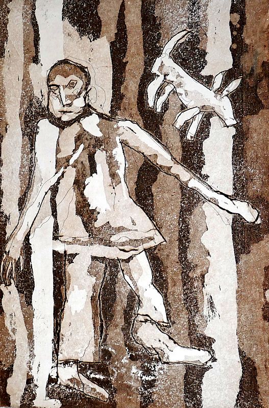 Man met hond. Ets en aquatint, 30x20cm, 2016 (16.43) oplage 2