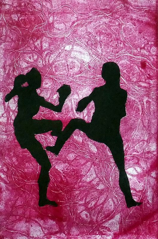 Kickboxing. Ets, aquatint en vernis mou, 15x10cm, 2016 (16.49) oplage 4