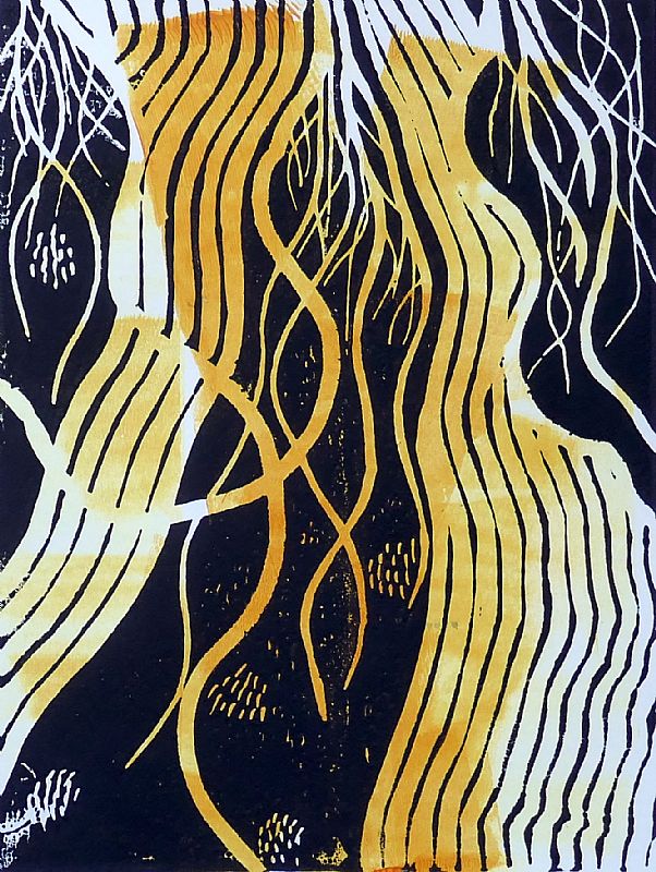 ZT. Acryl en linosnede, 20x15cm, 2022 (22.56)