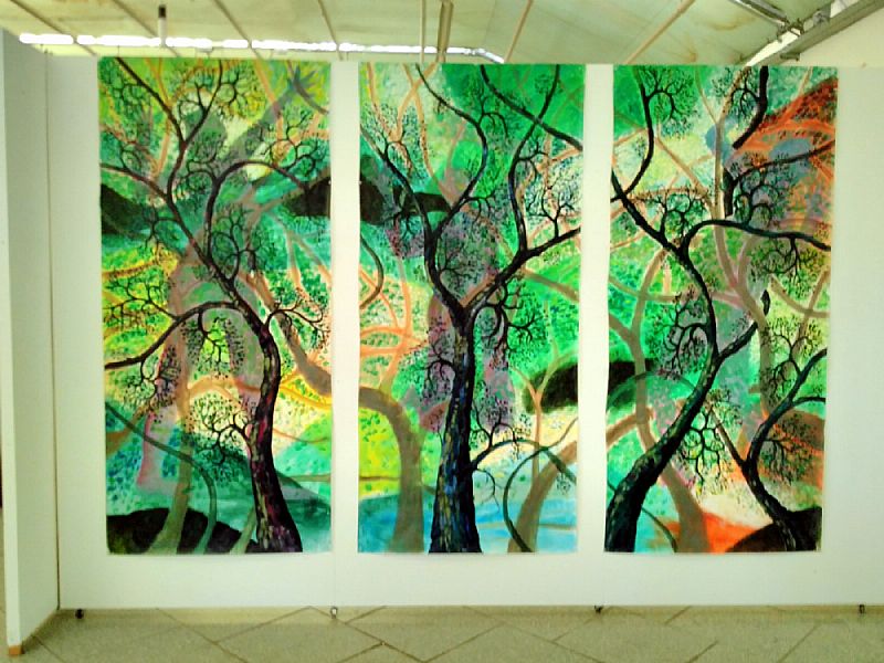 Mens tegenover natuur. Het einde van de menselijke soort. acryl op papier, elk 200x100cm, 2020 (20.34)