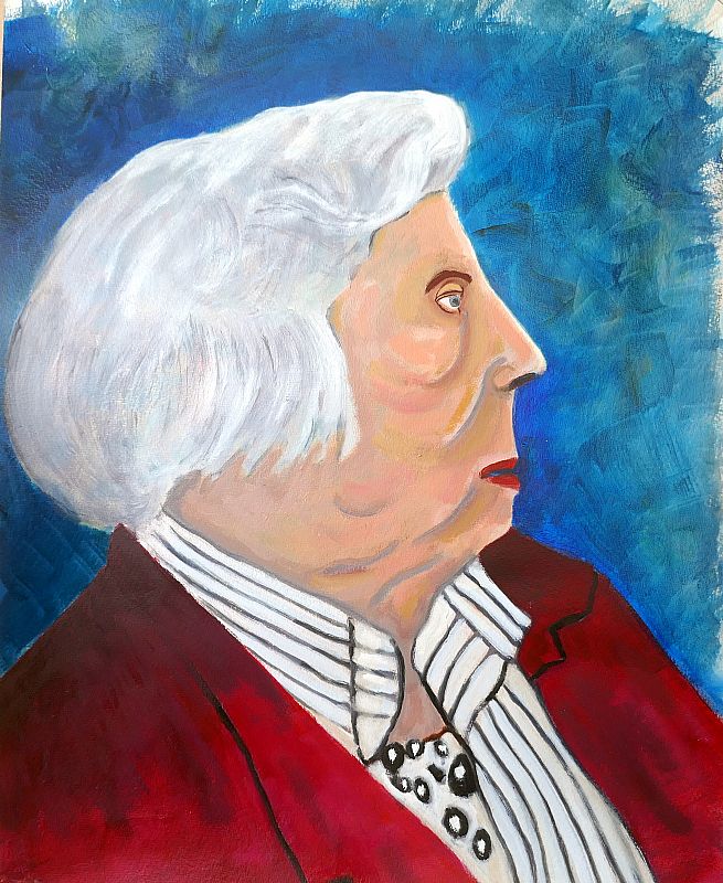 Onbekende vrouw, acryl en olieverf op papier, 65x50cm, 2023 (23.03)