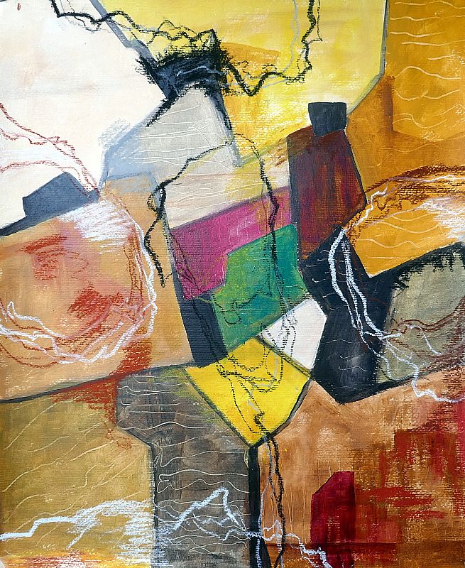 Compositie, acrylverf en pastel op papier, 60x50cm, februari 2024 (24.07)