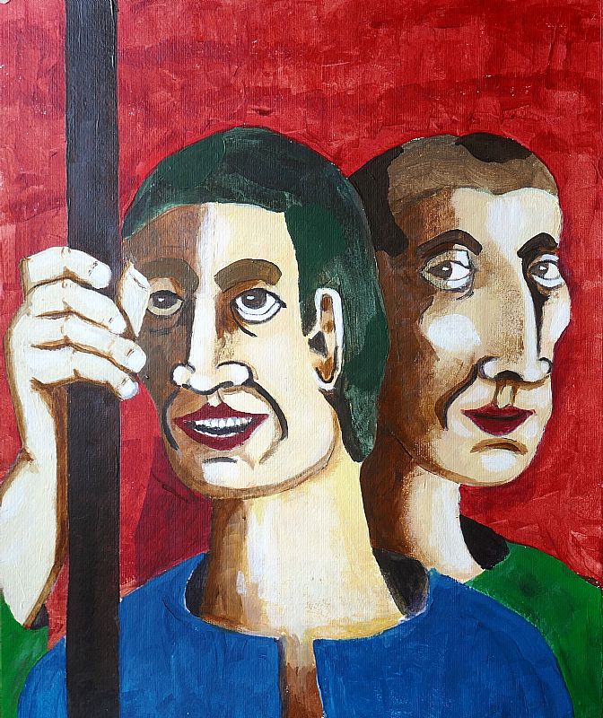 Rob van den Boom_ Een recordpoging, acryl op papier, 44x35cm, augustus 2025 (25.65)