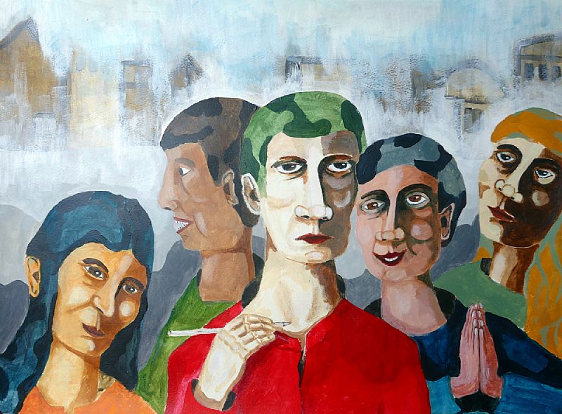 Rob van den Boom_ De ondertekening van het contract, acryl op papier, 50x65cm, augustus 2025 (25.67)