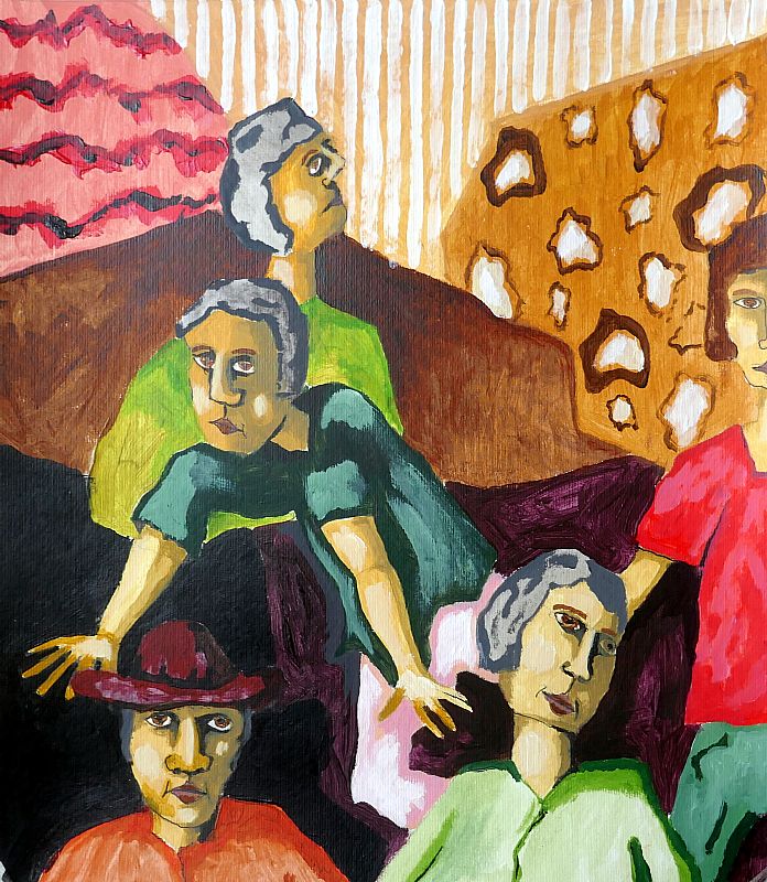 Zoektocht, acryl op papier, 40x35cm, december 2025 (25.86)