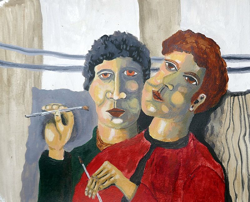 Rob van den Boom_ De kunstenaars, acryl op papier, 35x40cm, december 2025 (25.88)