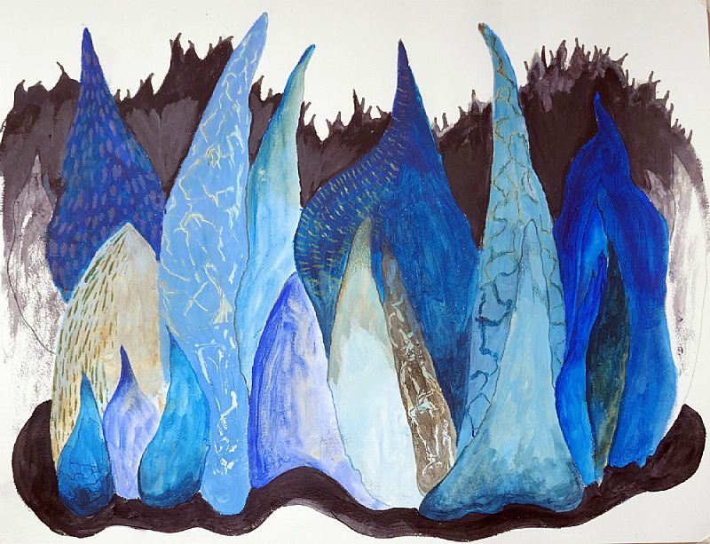 Rob van den Boom_ Compositie in blauw, acryl op papier, 50x65cm, maart 2026 (26.12)