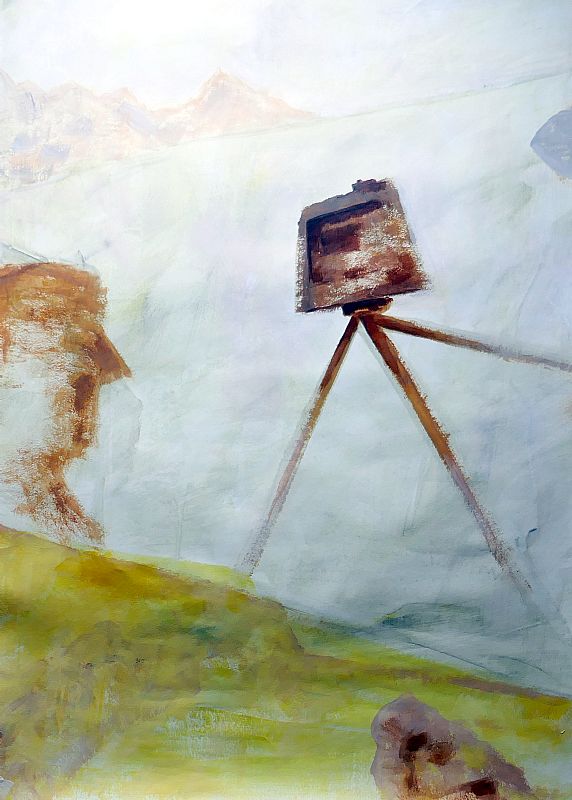 Poollandschap, acryl op papier, 100x70cm, 2020 (20.74)
