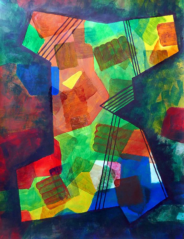 Compositie, acryl op papier, 65x50cm, 2019 (19.50)